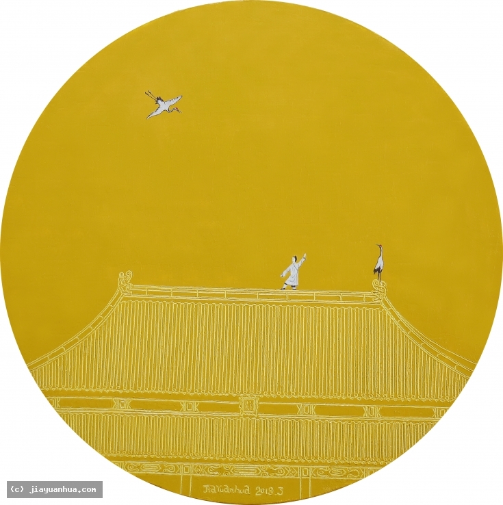 Artist JiaYuanhua, Artist Yuan hua Jia, Artist Yuanhua Jia, JiaYuanhua artwork, China contemporary art, original artwork, original painting, oil painting, acrylic painting, fine art, panda artwork, pa : white crane spreads its wings