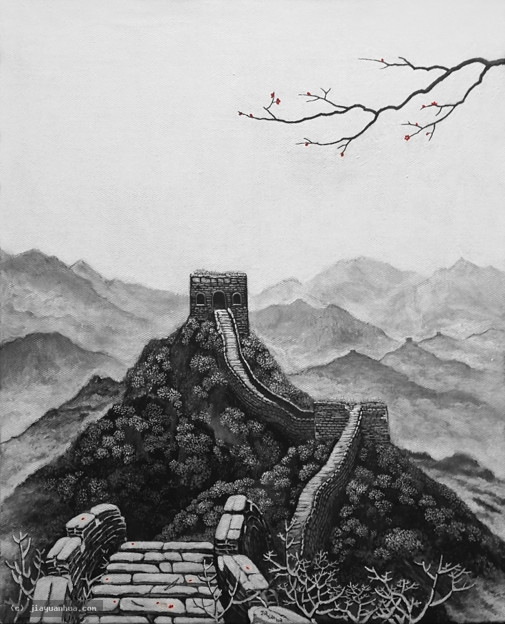 Artist JiaYuanhua, Artist Yuan hua Jia, Artist Yuanhua Jia, JiaYuanhua artwork, China contemporary art, original artwork, original painting, oil painting, acrylic painting, fine art, panda artwork, pa : First snow