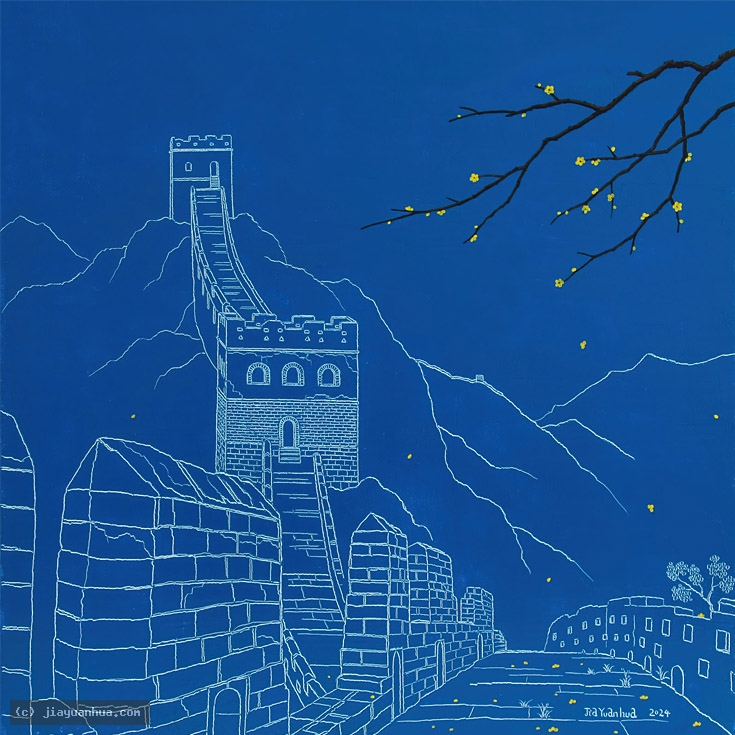 Artist JiaYuanhua, Artist Yuanhua Jia, JiaYuanhua artworks, China contemporary art, original artworks, original paintings, oil paintings, acrylic paintings, pandas artworks, pandas paintings : Night on the wall